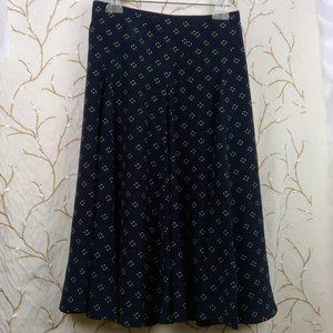 DKNY Navy Blue Flare Skirt Size 14 100% Silk